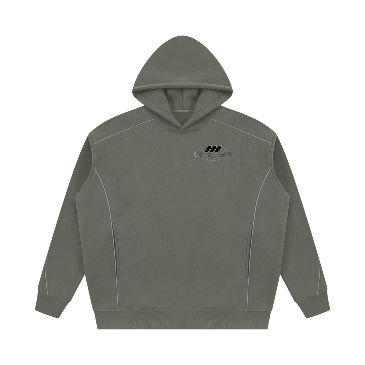 V Oversized Piping Fleece Hoodie