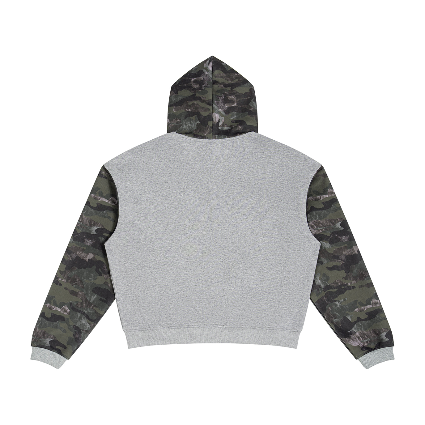 Unisex Colorblock Camo Full Zip Boxy Hoodie