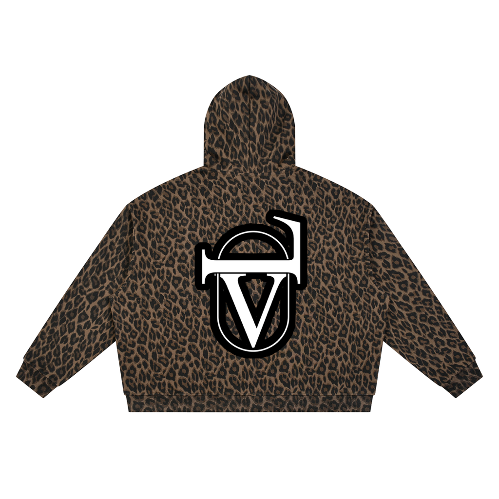 Unisex Leopard Full Zip Hoodie