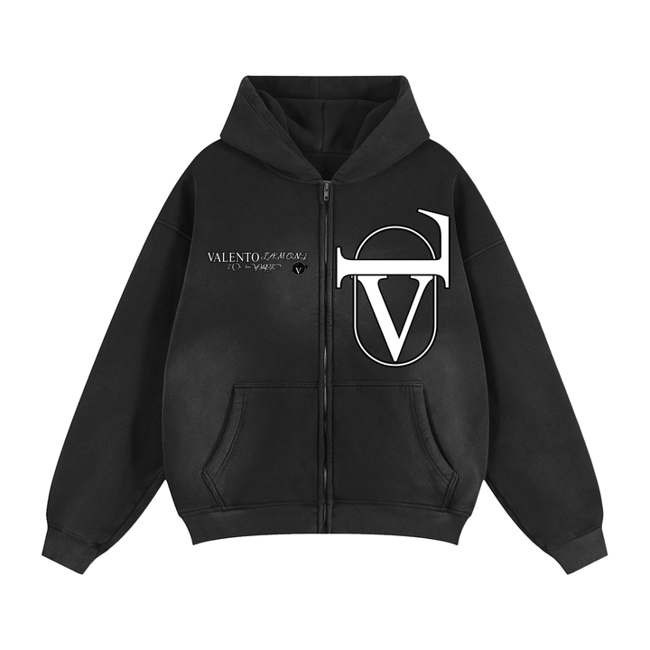 Sunfade Two-way Zipper Boxy Fleece Hoodie