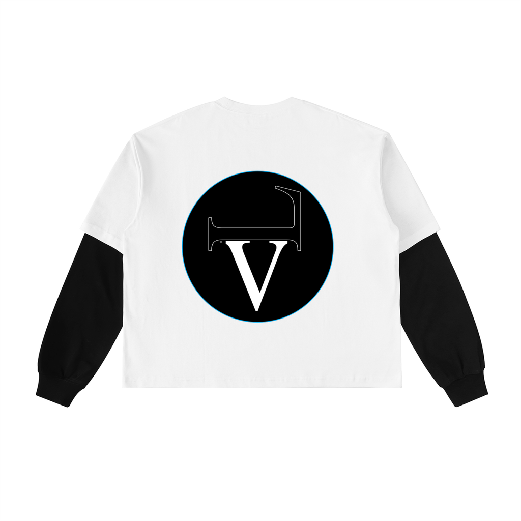 Layered Contrast Sleeve Cotton T-Shirt