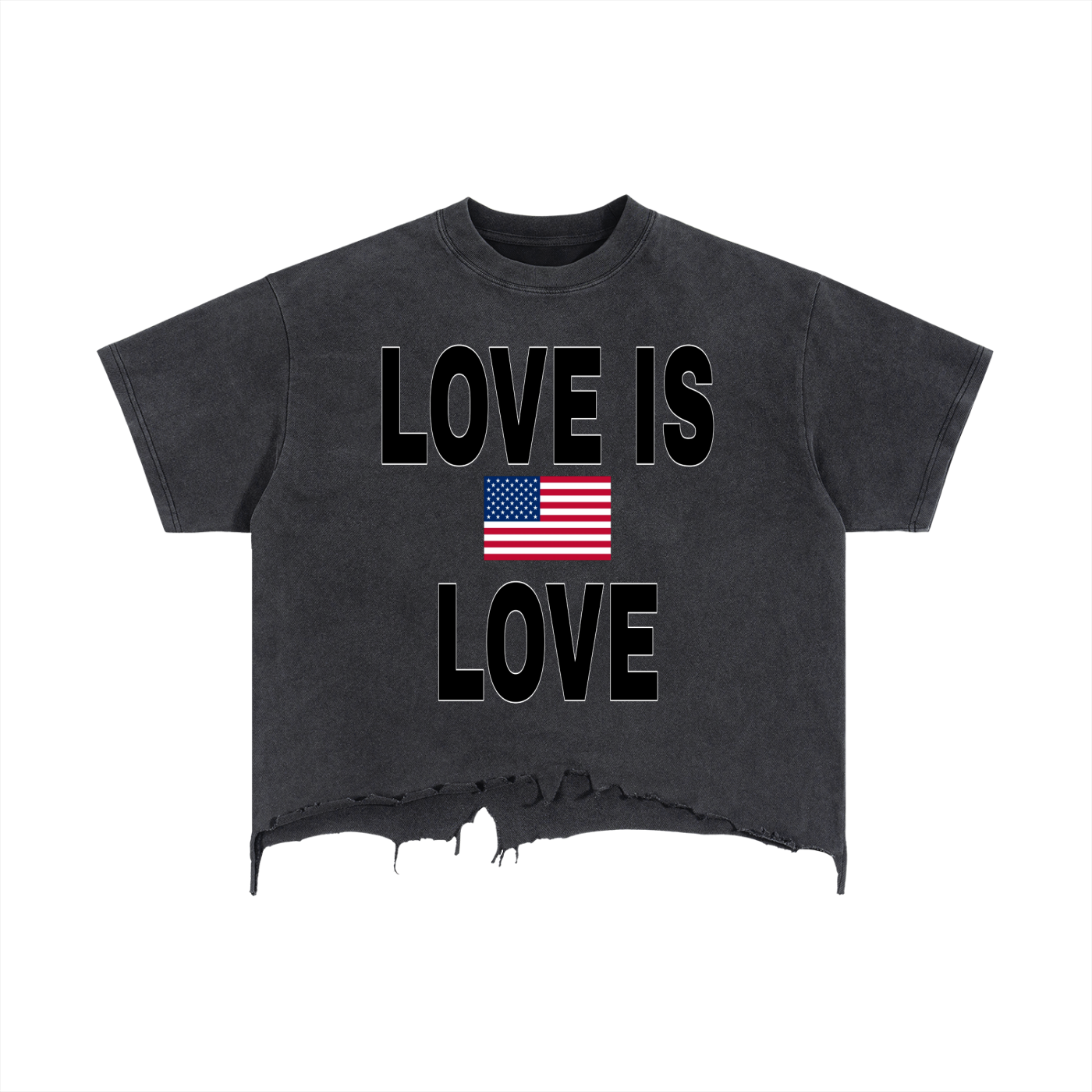 Vintage Wash Boxy Distressed Hem T-Shirt
