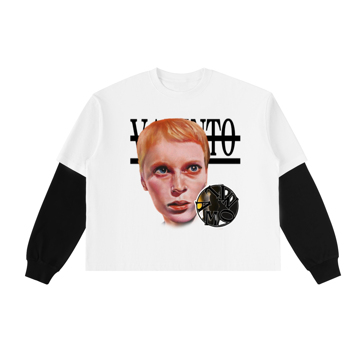 Layered Contrast Sleeve Cotton T-Shirt