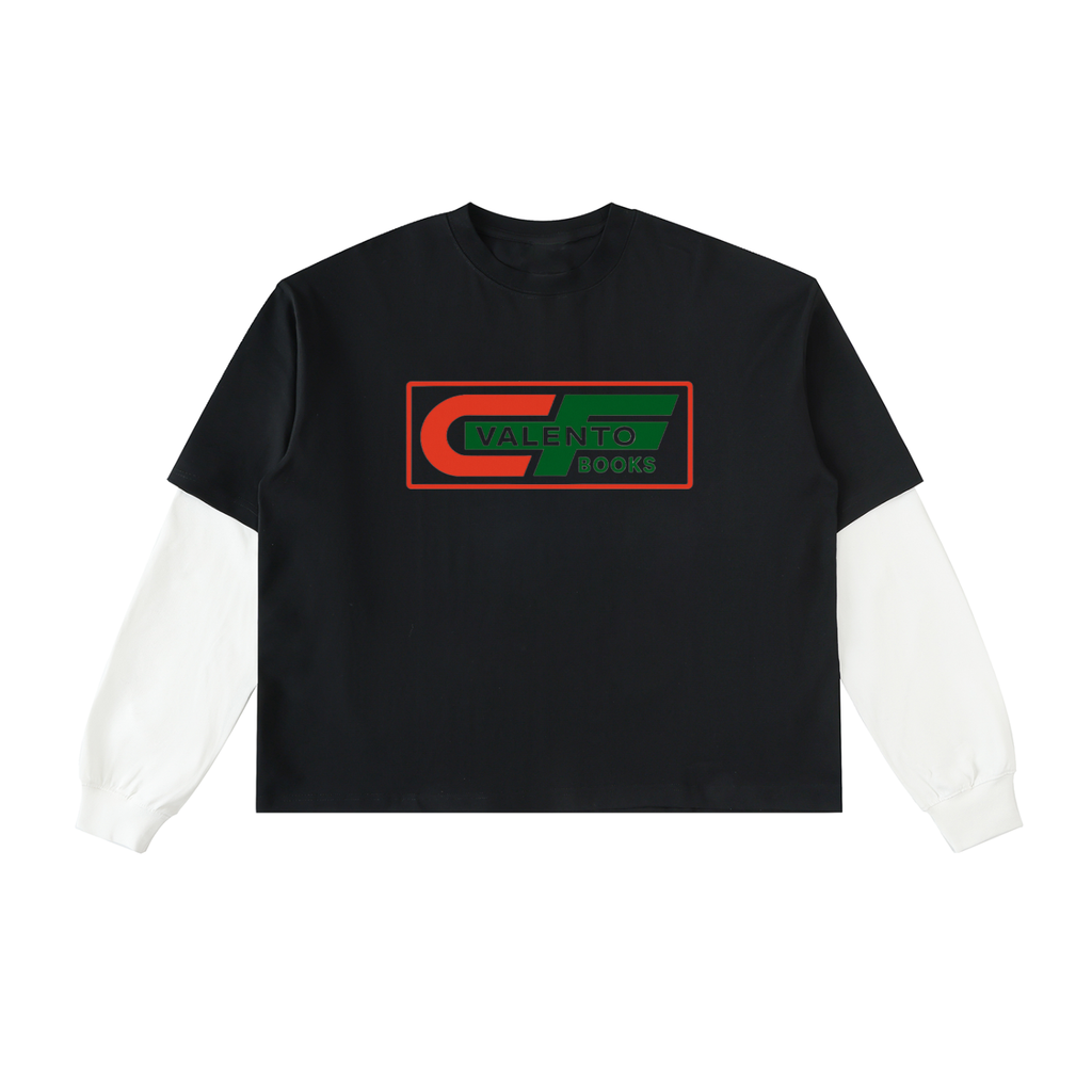 Layered Contrast Sleeve Cotton T-Shirt