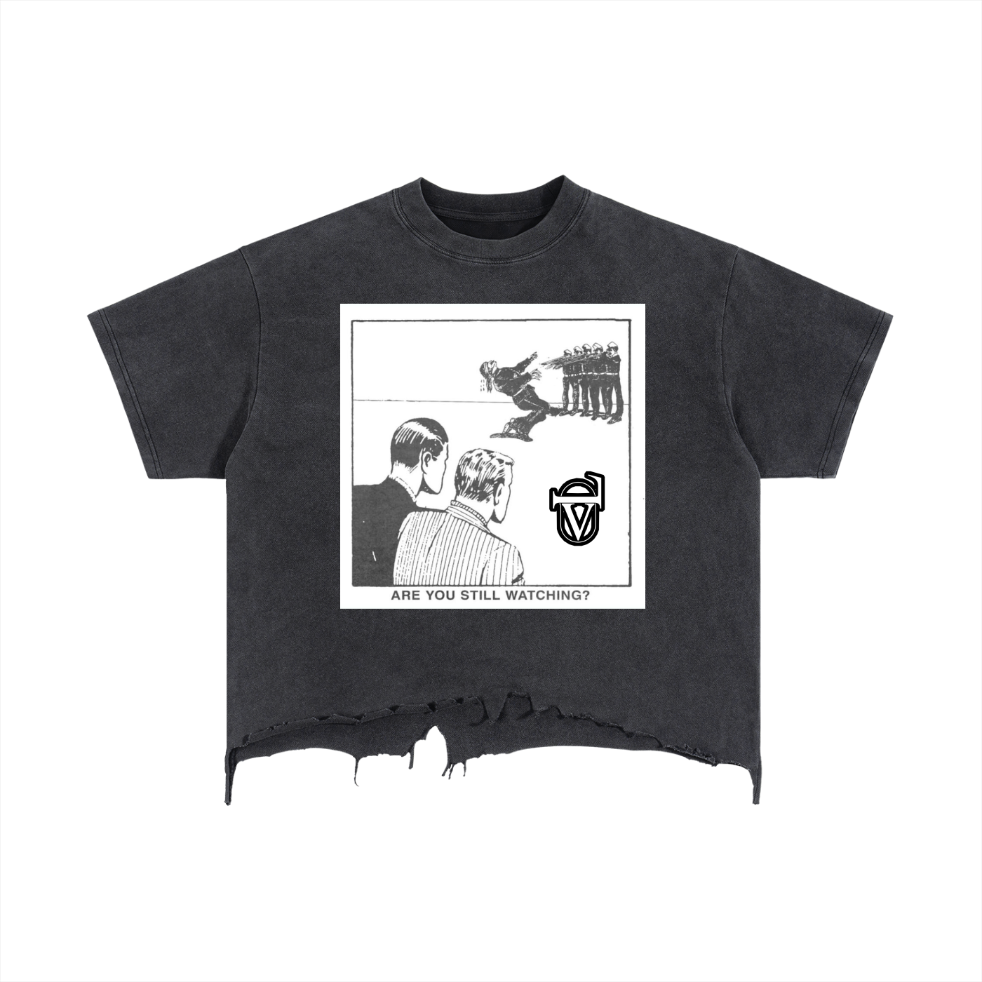 Vintage Wash Boxy Distressed Hem T-Shirt