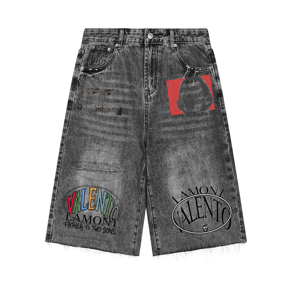 LAMONT Vintage Wide Leg Denim Shorts