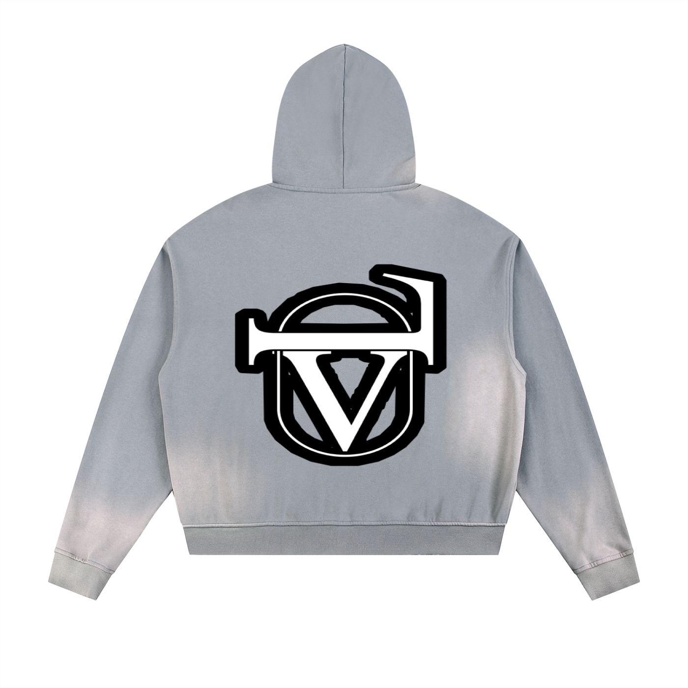 Sun Fade Frayed Raw Edge Fleece Zip Hoodie