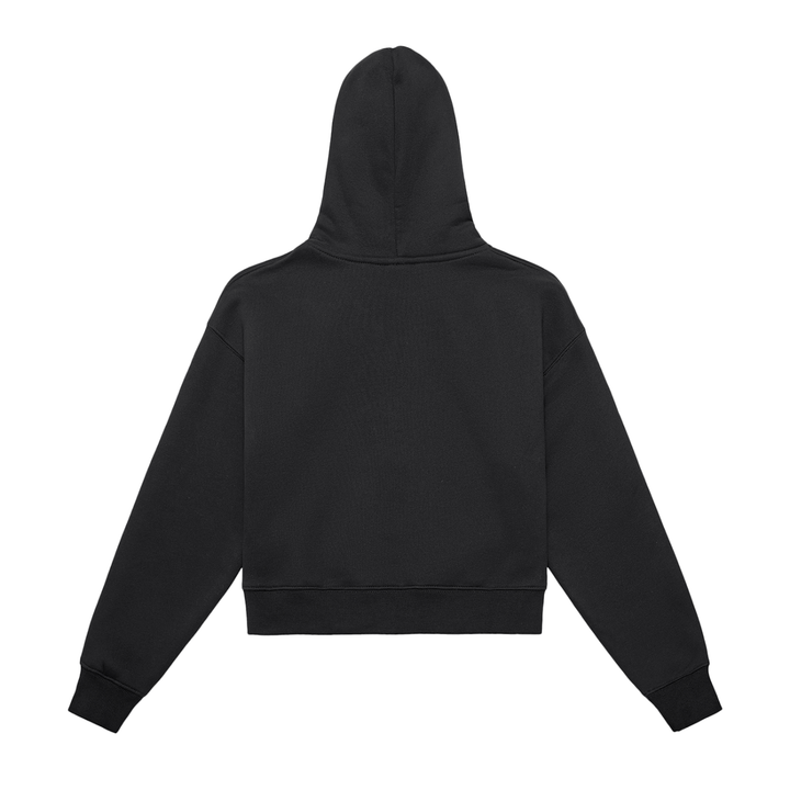 Fleeced Zip-Up Cropped Hoodie