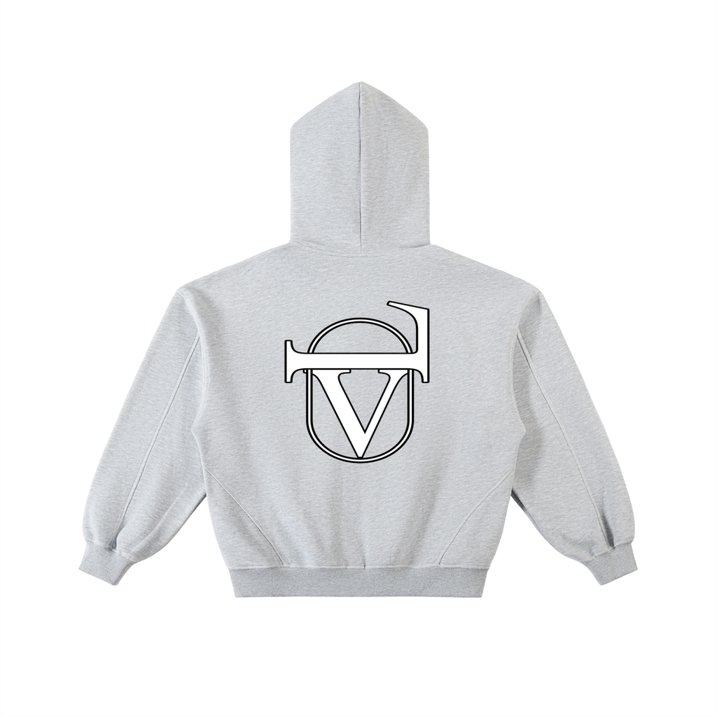 Contrast-Stitched Boxy Fleece Hoodie