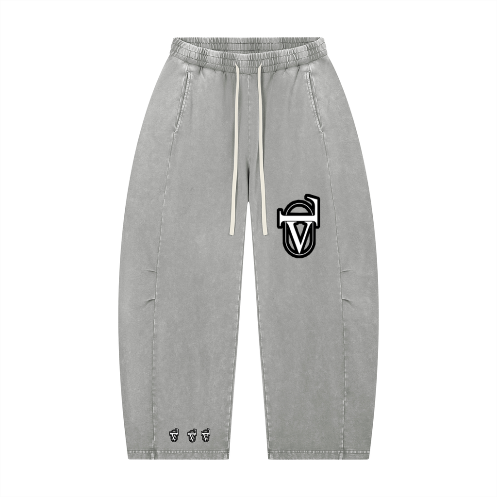 Unisex Mineral Wash Barrel Leg Pants