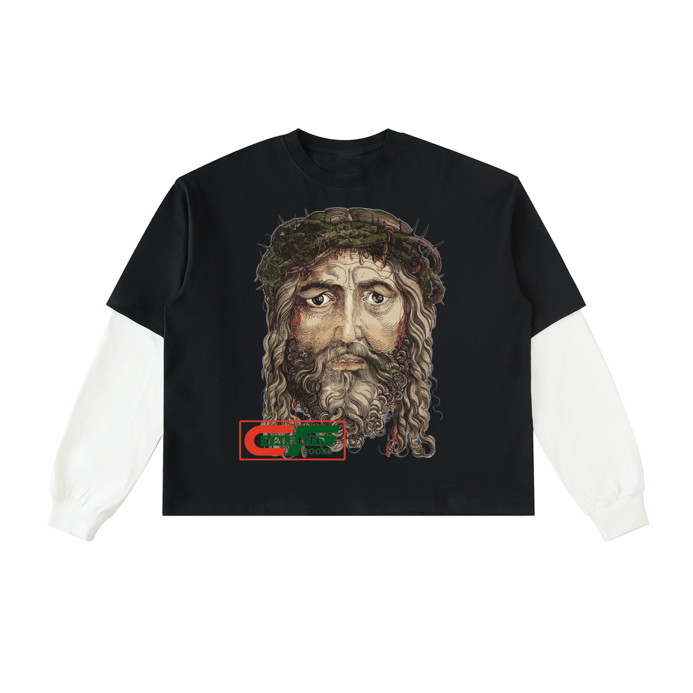 Layered Contrast Sleeve Cotton T-Shirt