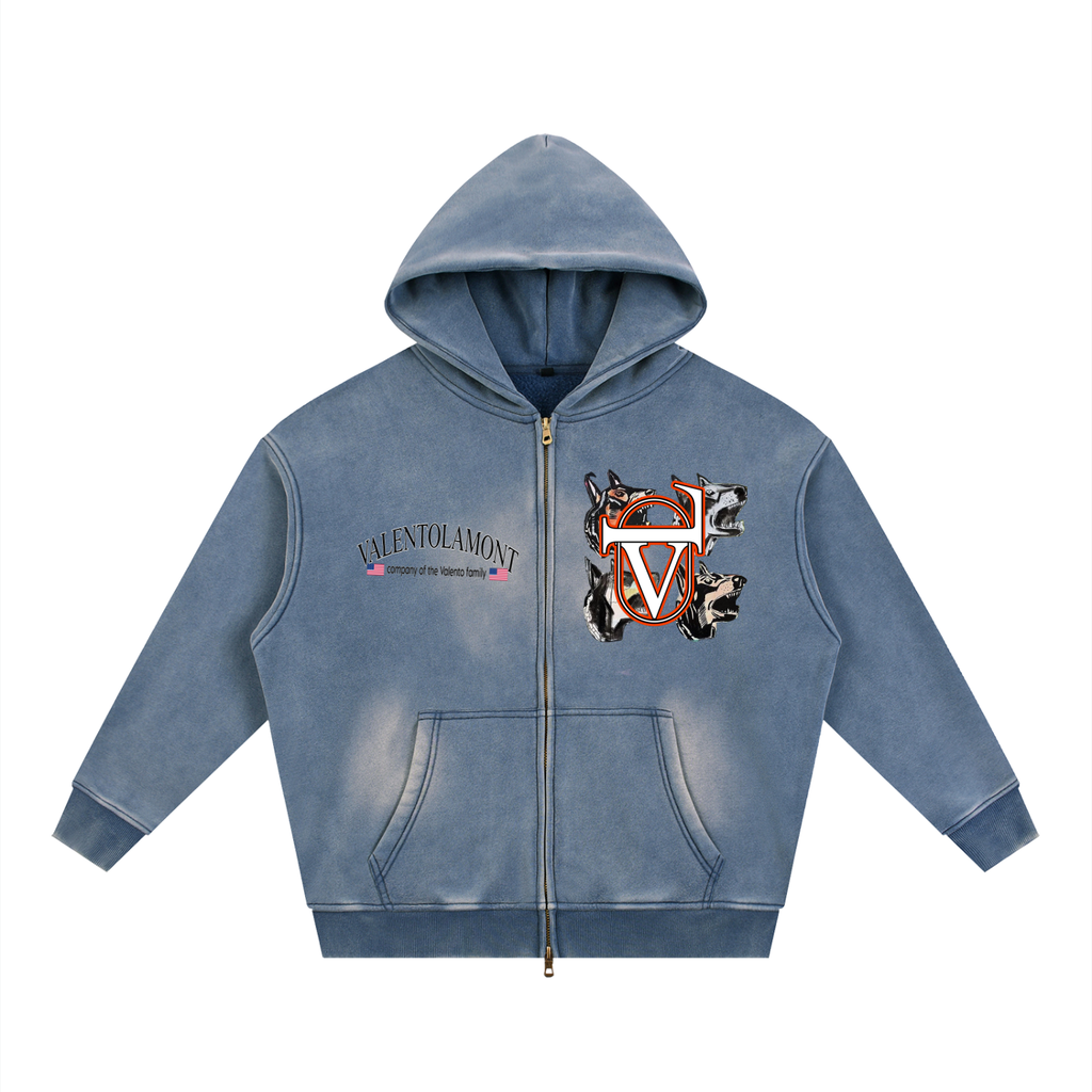 Sunfade Two-way Zipper Boxy Fleece Hoodie