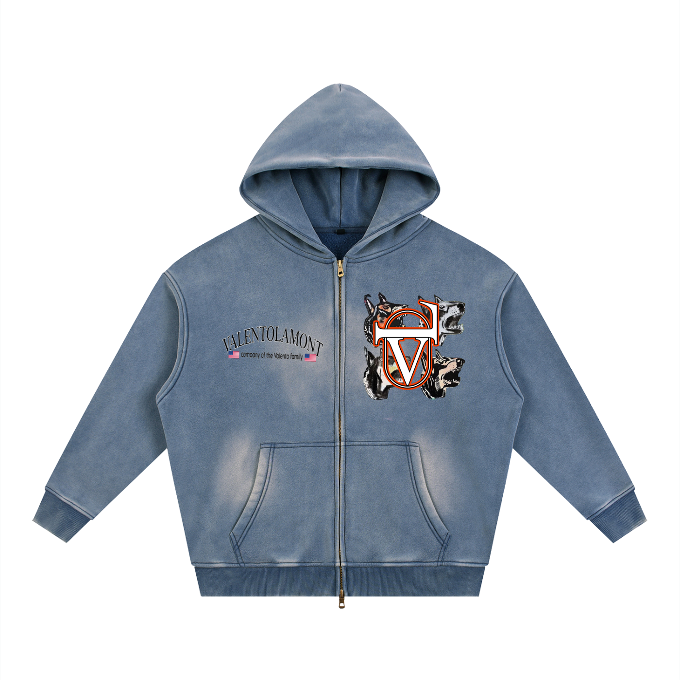 Sunfade Two-way Zipper Boxy Fleece Hoodie