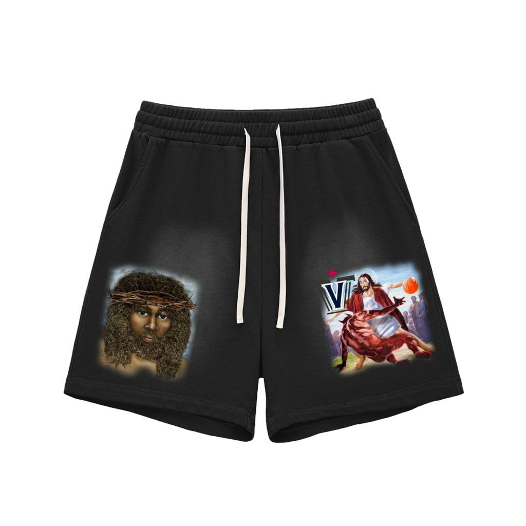 Sun Fade Raw Edge Cotton Shorts