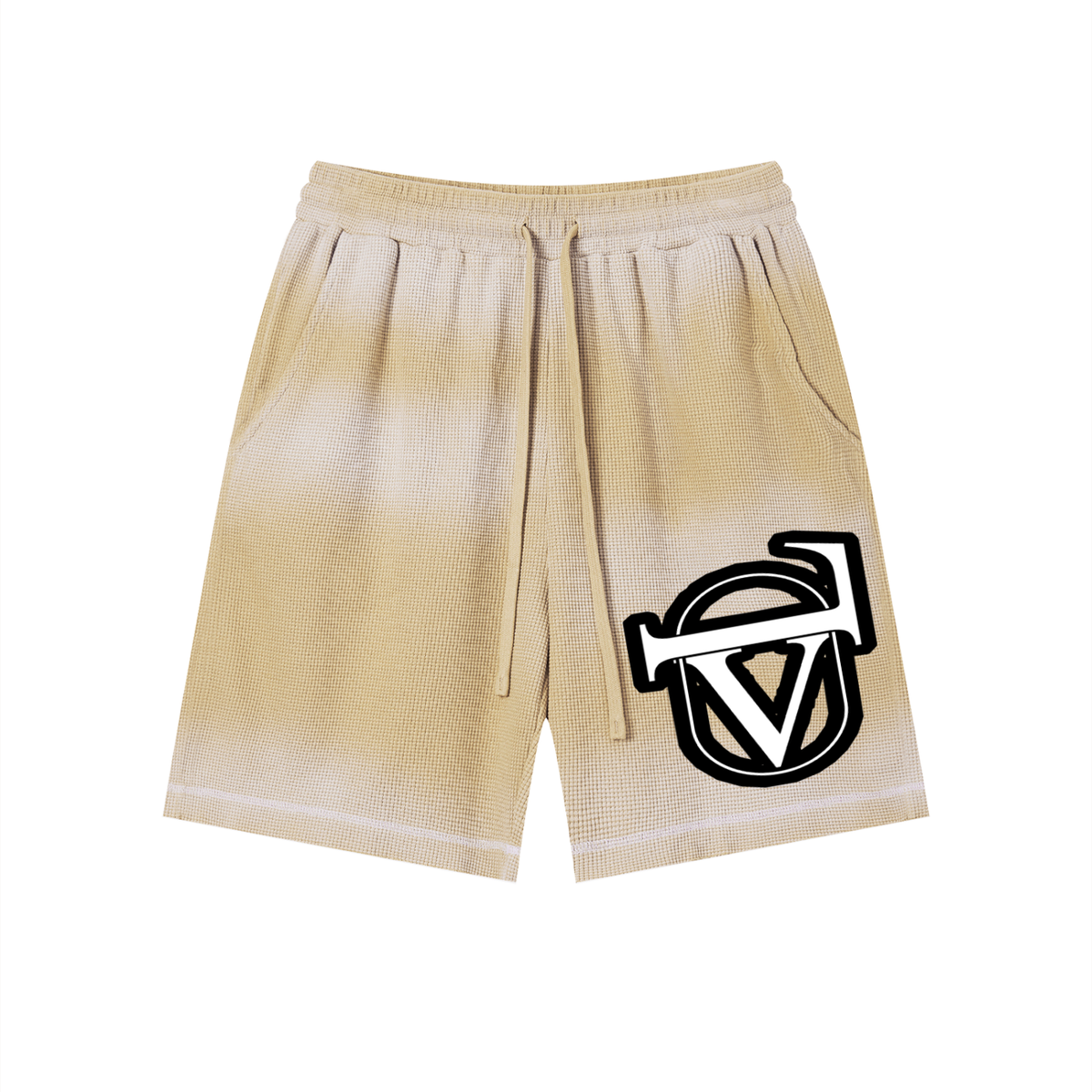 Unisex Sunfade Waffle Raw Hem Shorts