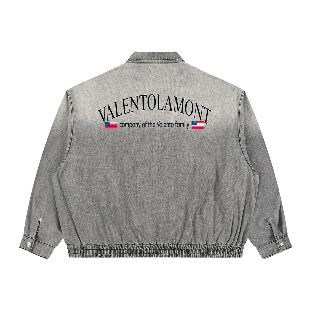 Unisex Vintage Wash Full-Zip Denim Jacket
