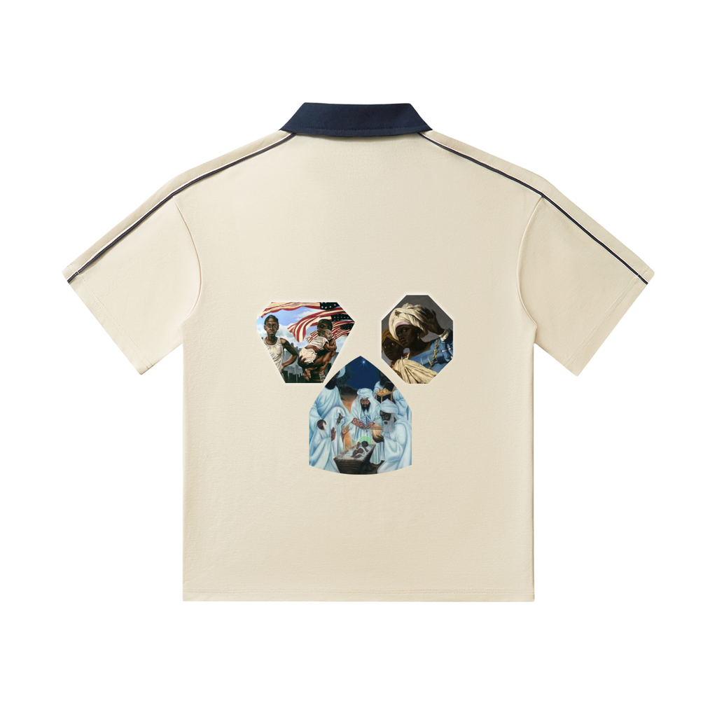 Contrast Collar Short-Sleeve Polo Shirt