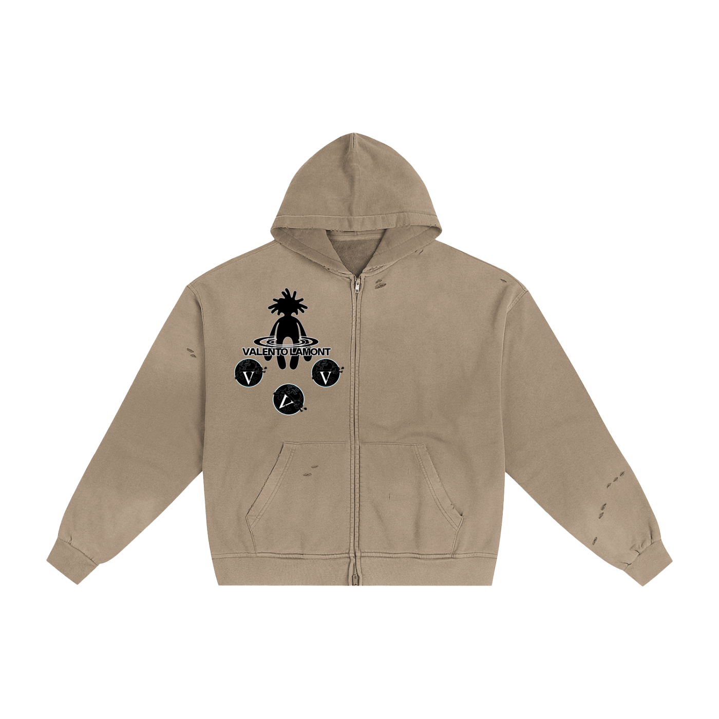 Hand-Frayed Sunfade Zip Hoodie