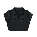 V-Neck Lapel Crop Top