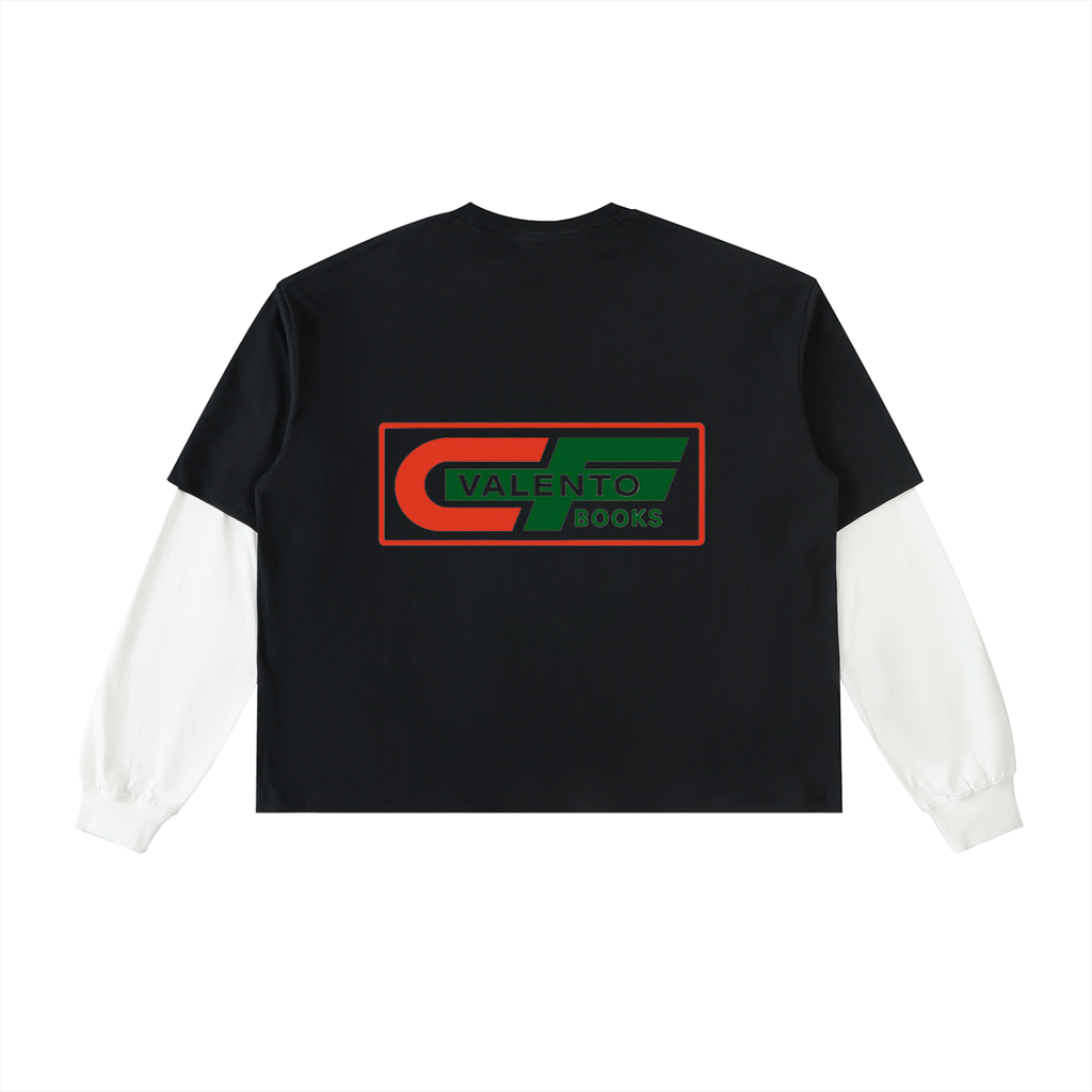 Layered Contrast Sleeve Cotton T-Shirt