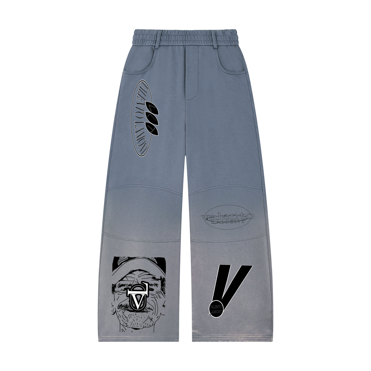 Unisex Sunfade Paneled Barrel Leg Sweatpants