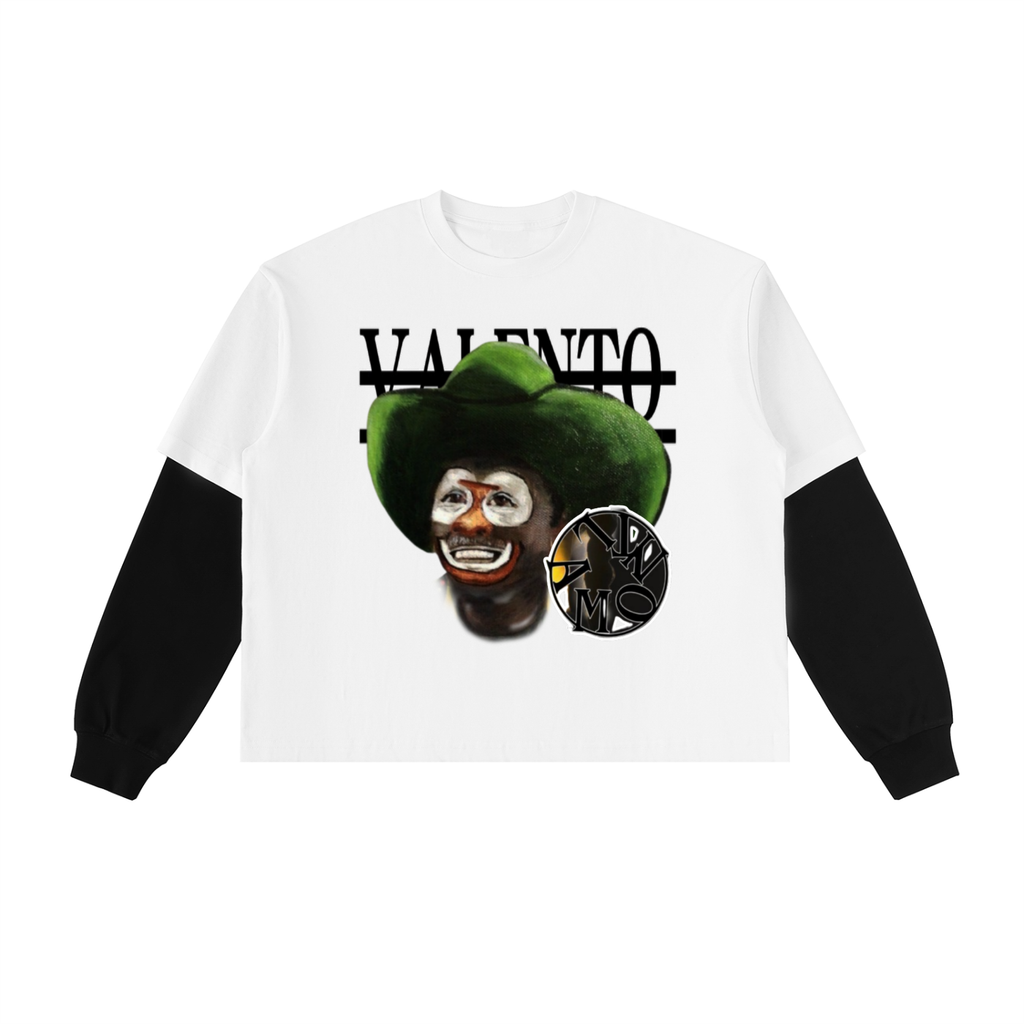 Layered Contrast Sleeve Cotton T-Shirt