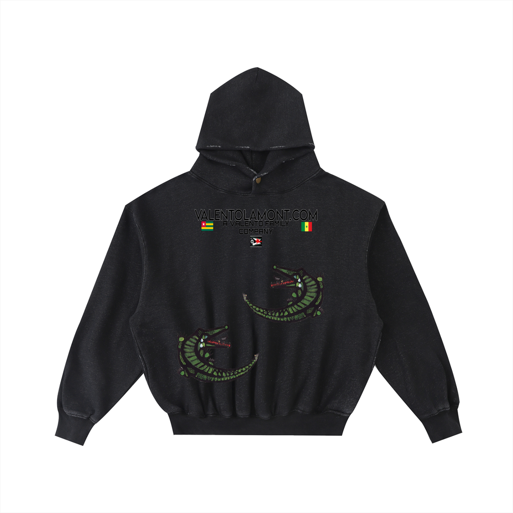 Frayed Enzyme Washed Fleece Hoodie