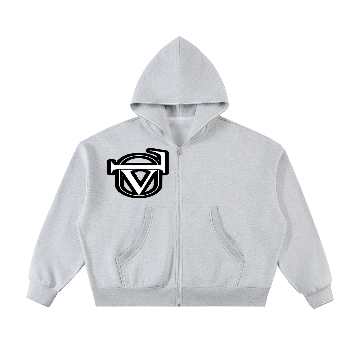 Fleeced Full-Zip Boxy Hoodie