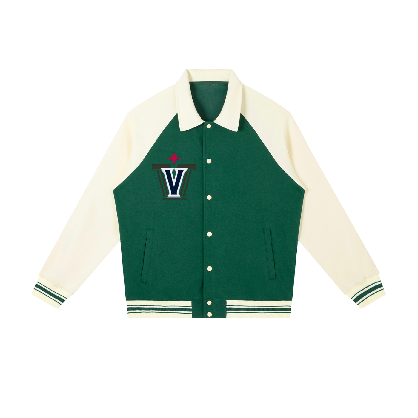 Contrast Raglan Sleeve Baseball Jacket