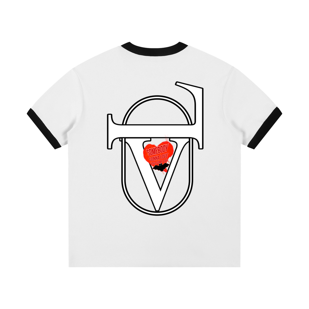 Contrast Edge Ribbed Crewneck T-Shirt