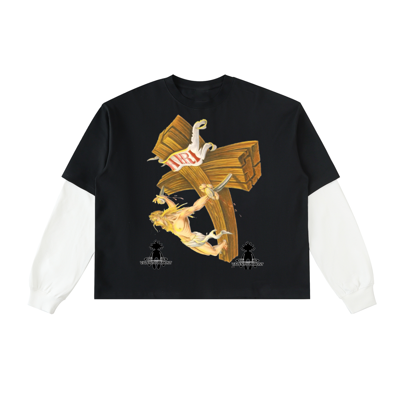 Layered Contrast Sleeve Cotton T-Shirt