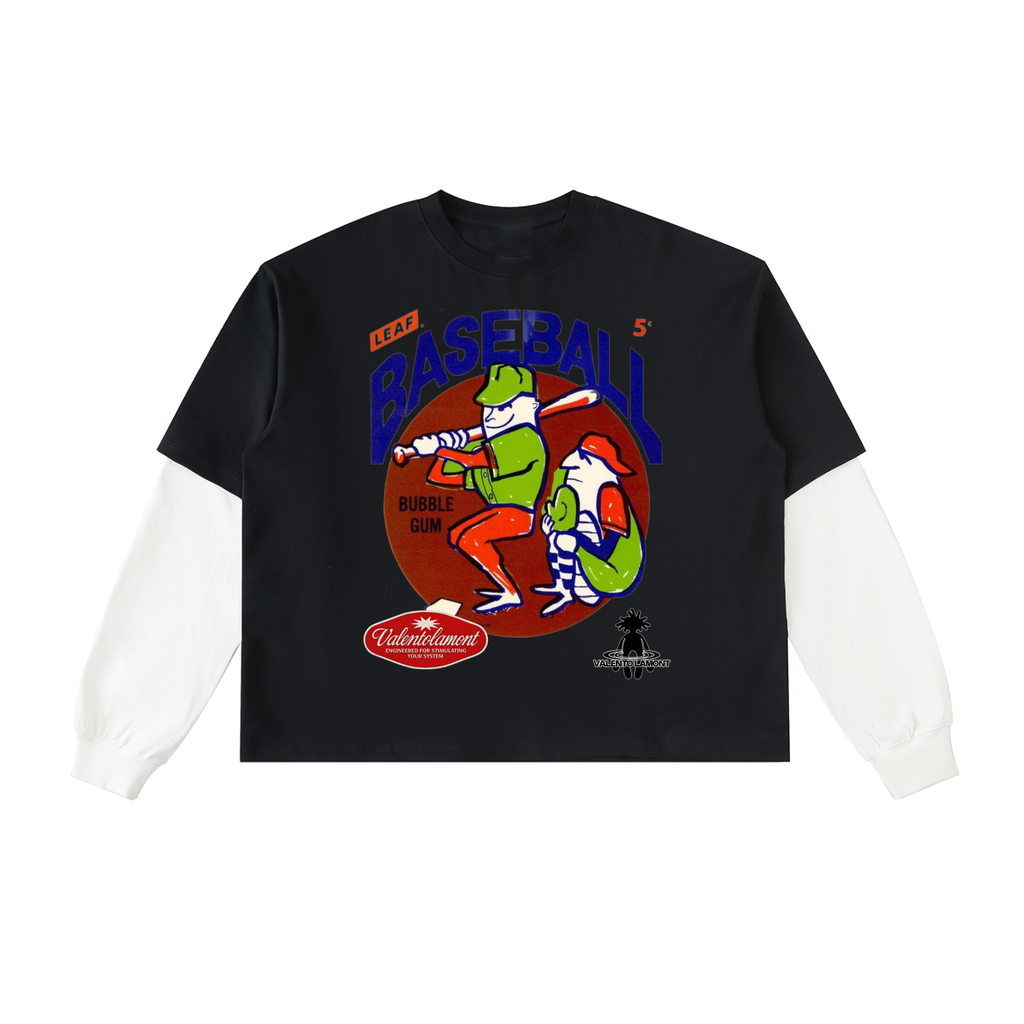 Layered Contrast Sleeve Cotton T-Shirt