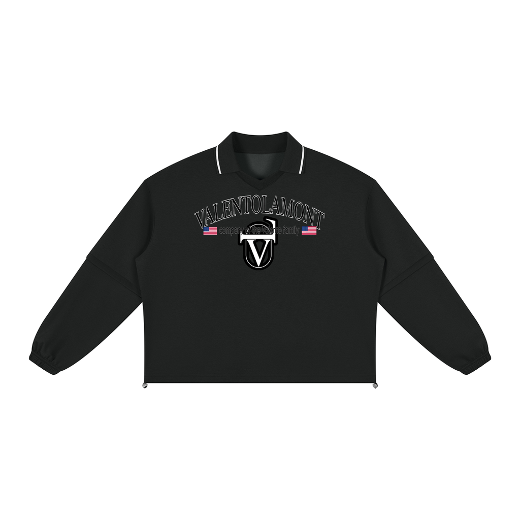 V Boxy Collared Detachable Sweatshirt