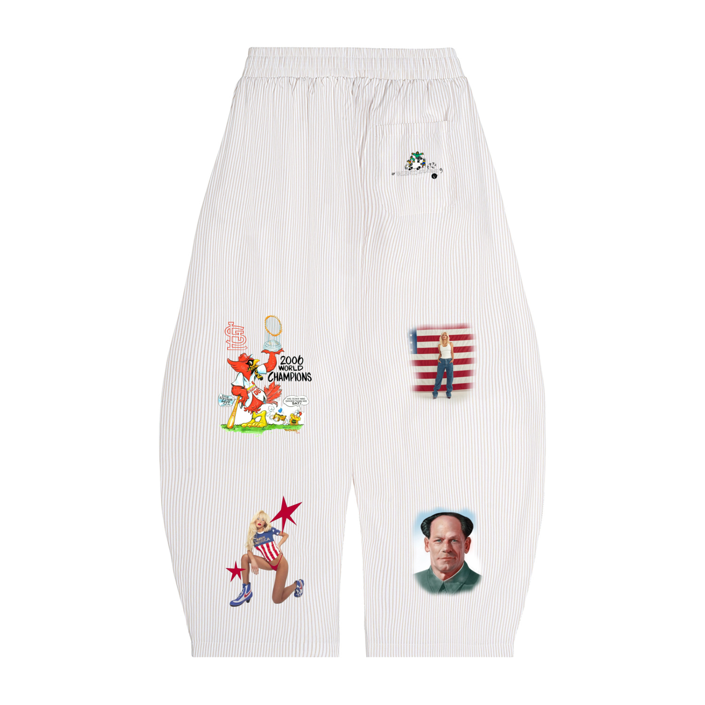 Vertical Stripe Drawstring Barrel Pants