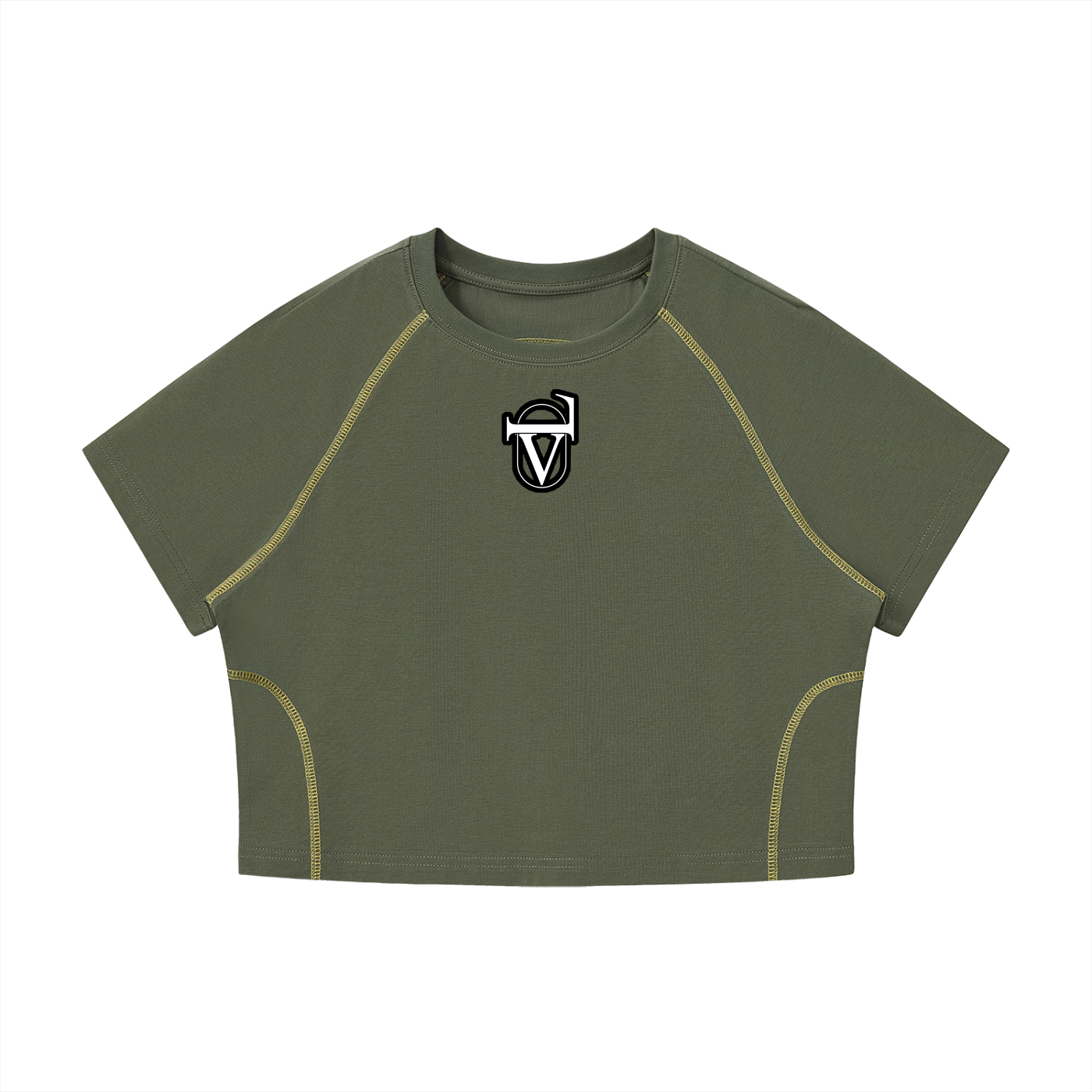 Women's Contrast Stitch Raglan Crop T-Shirt