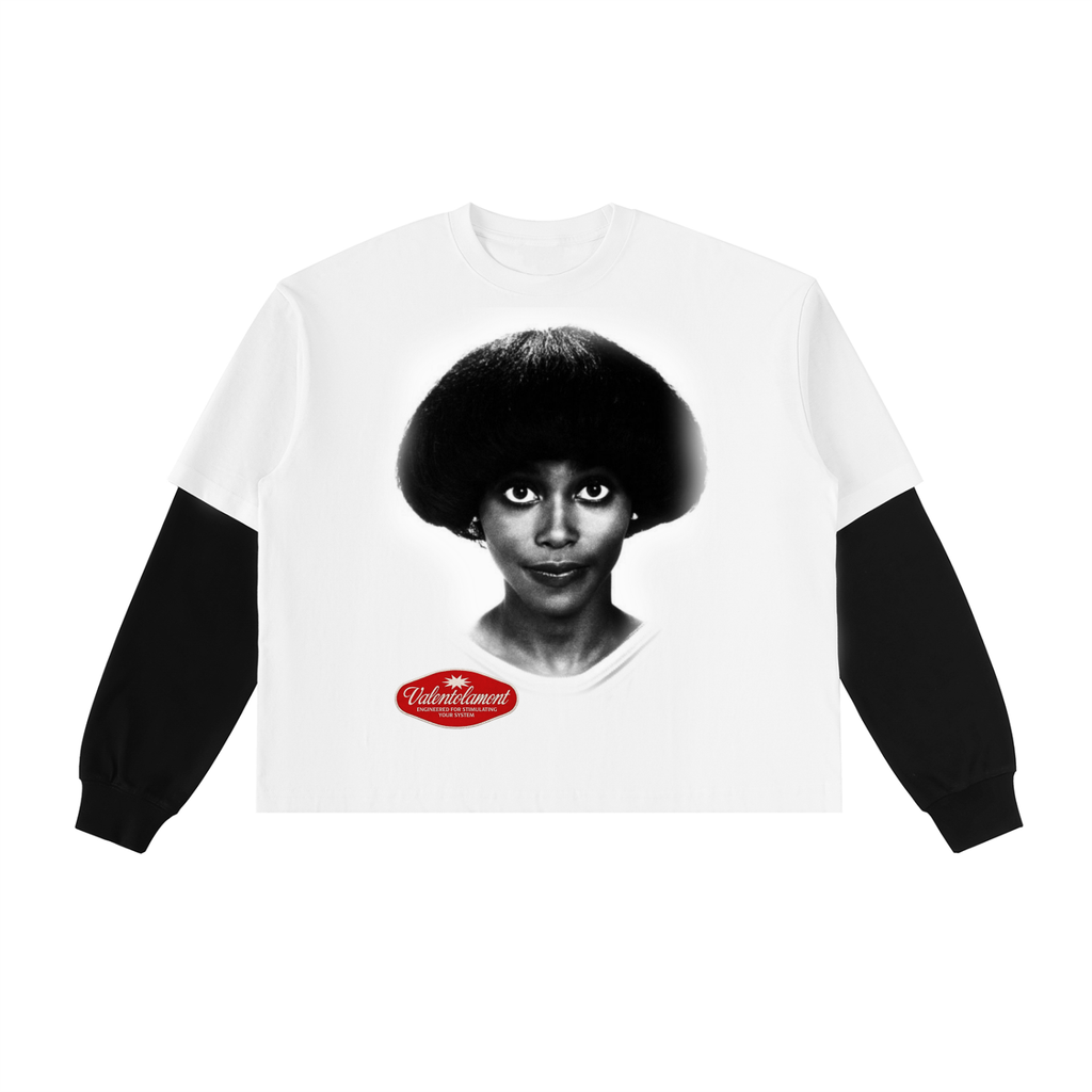 Layered Contrast Sleeve Cotton T-Shirt