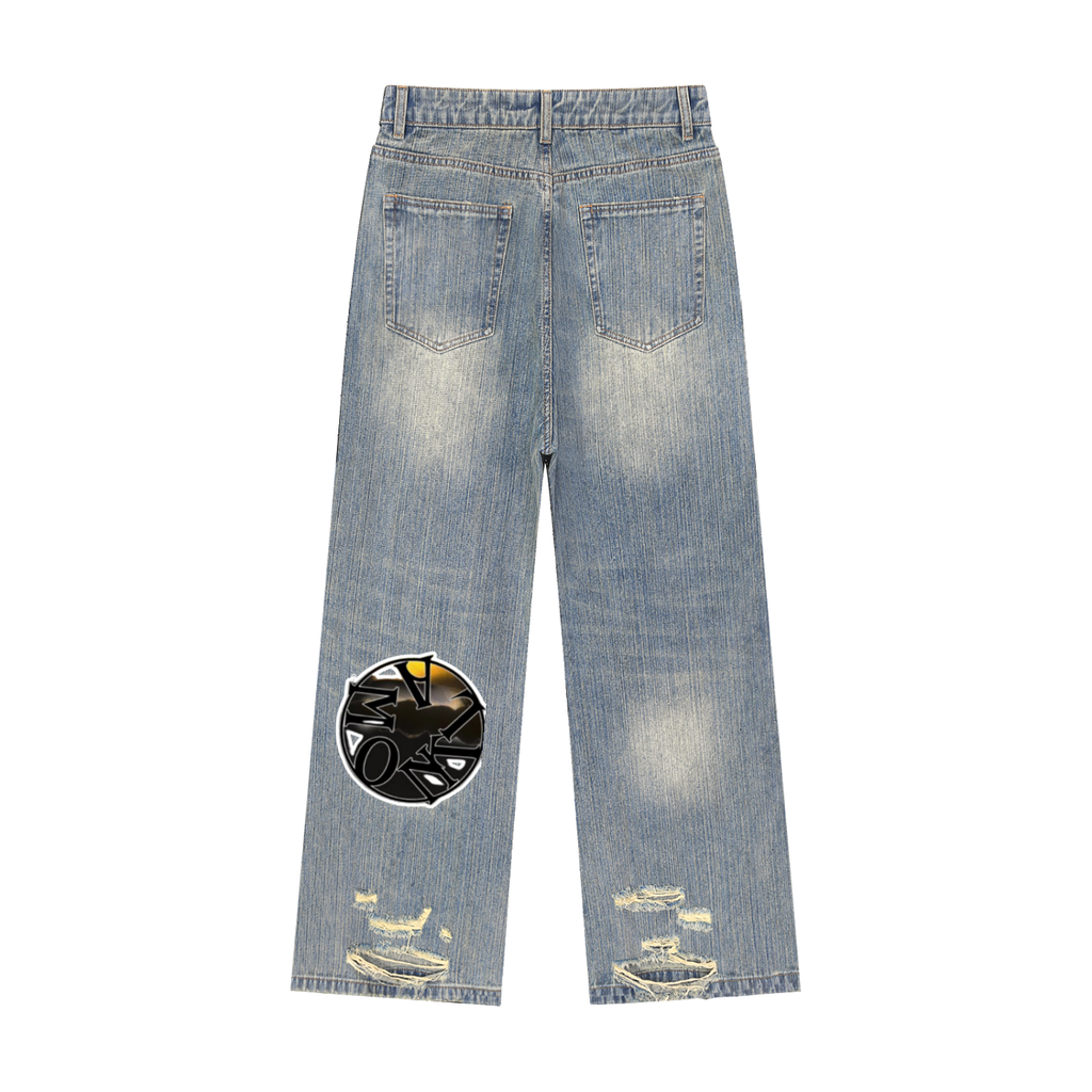 Vintage Wash Distressed Denim Jeans