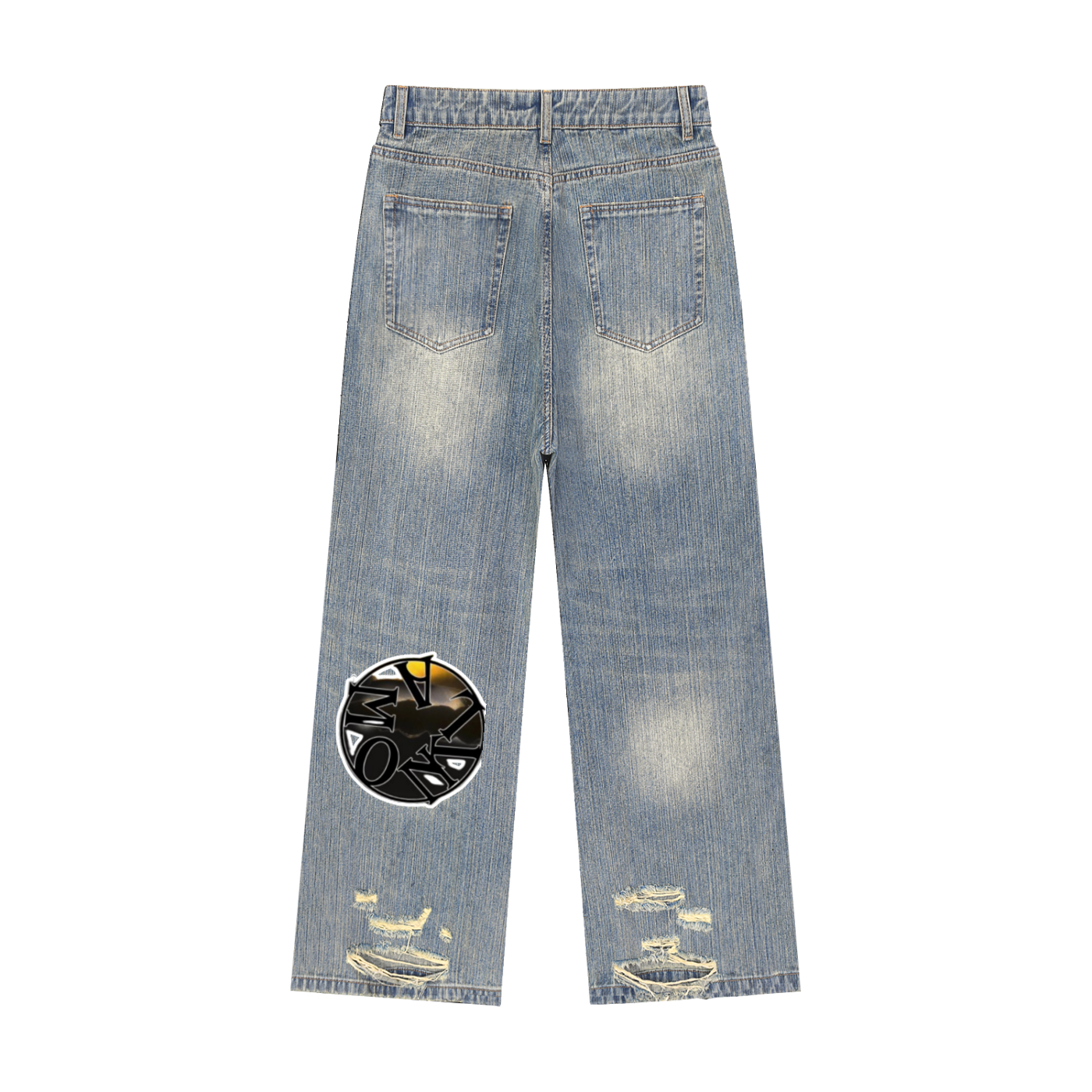 Vintage Wash Distressed Denim Jeans