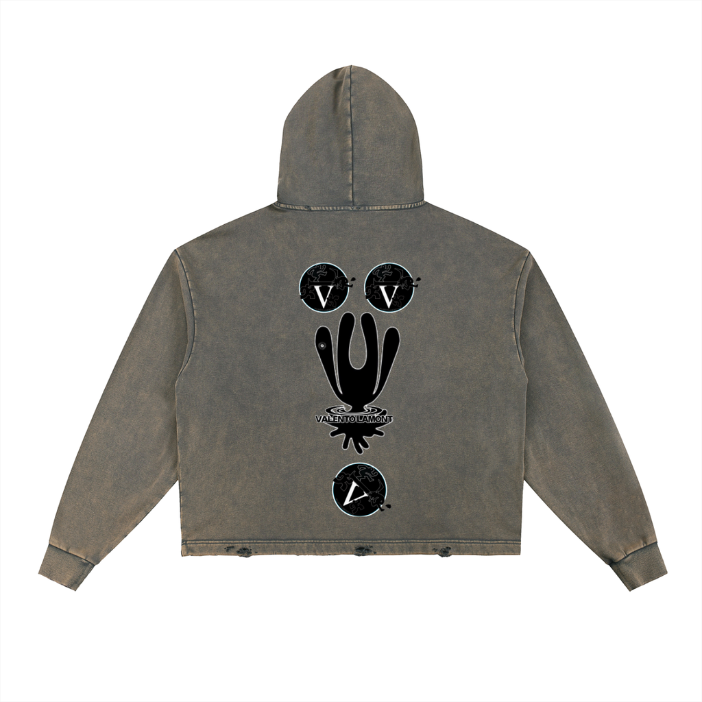 Vintage Washed Frayed-Hem Hoodie