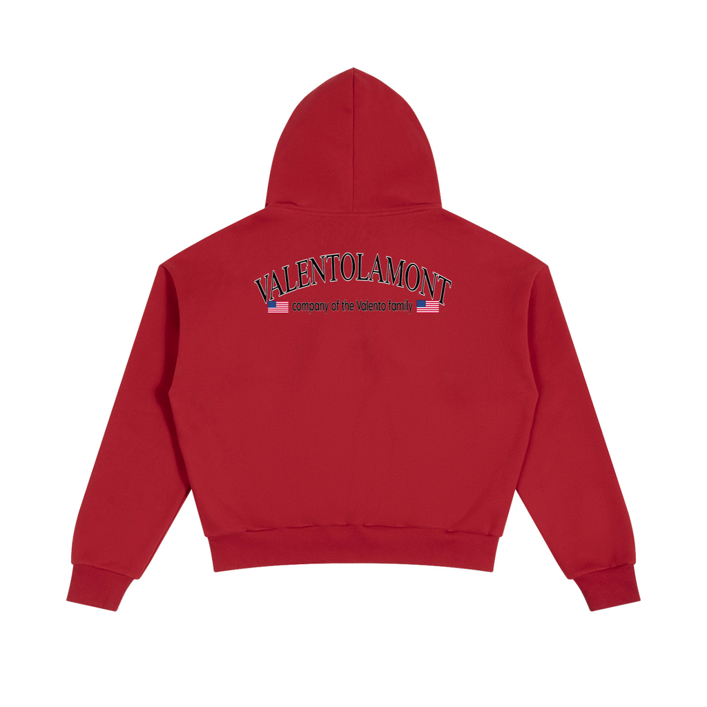 V Boxy Fleece Piping Full Zip Hoodie