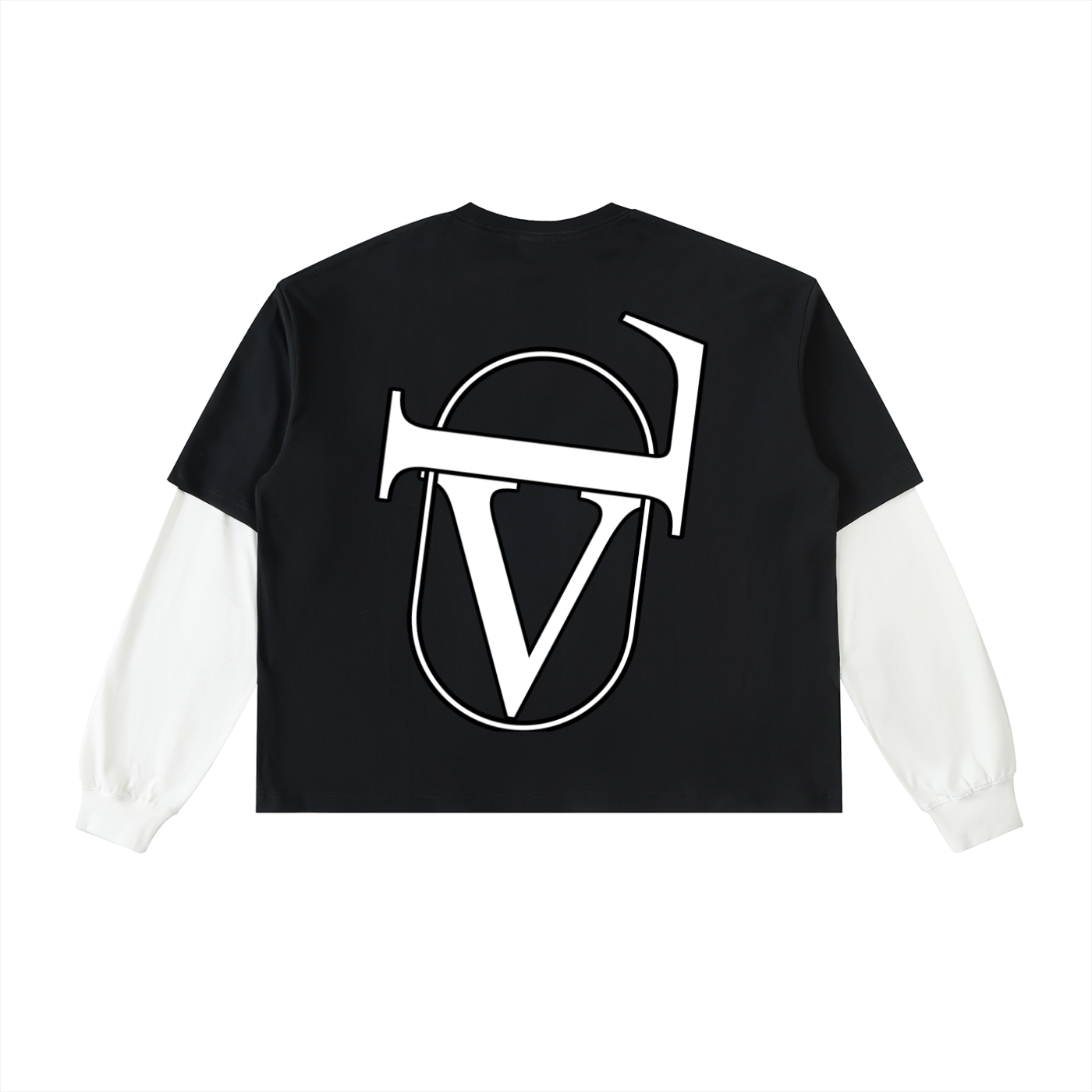 Layered Contrast Sleeve Cotton T-Shirt
