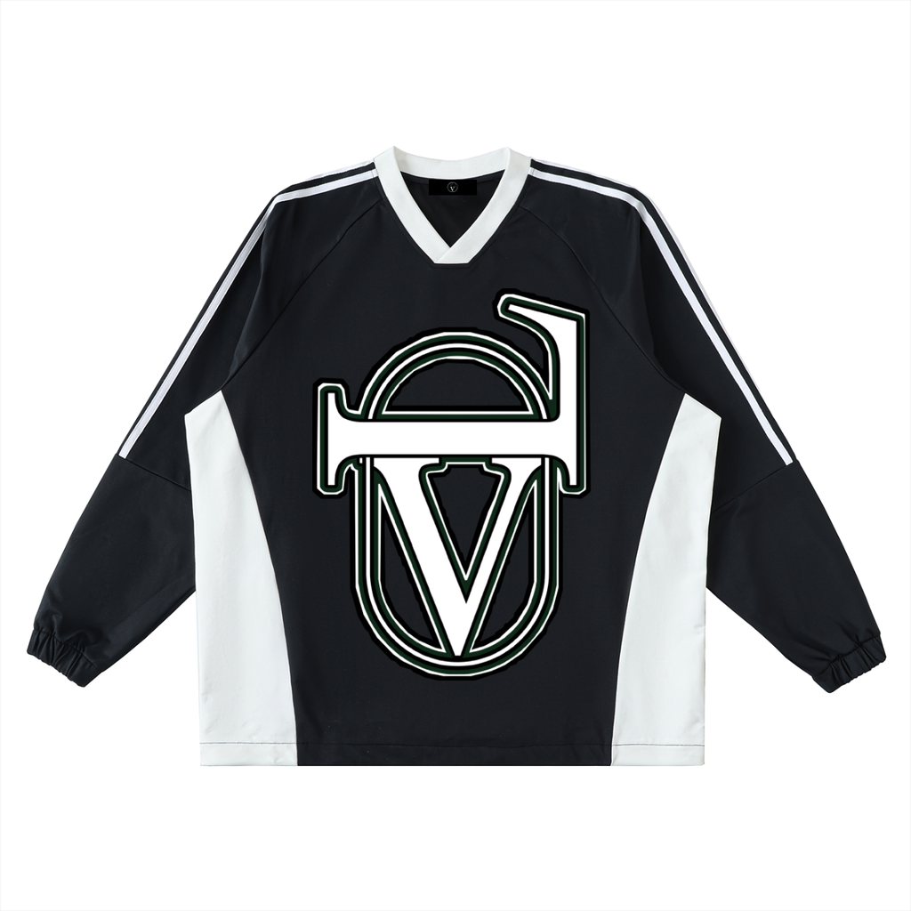 Color-Block V-Neck Long-Sleeve T-Shirt