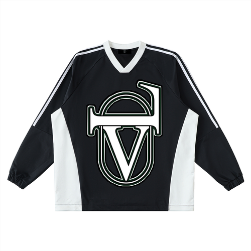 Color-Block V-Neck Long-Sleeve T-Shirt