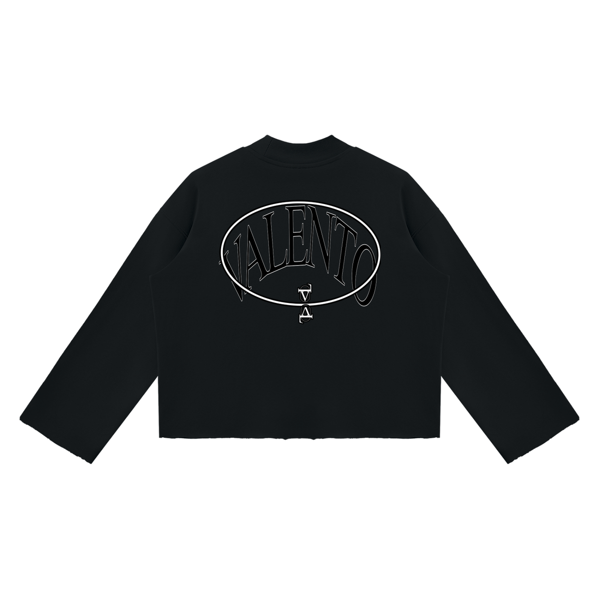 V Mock Neck Raw Edge Boxy Sweatshirt