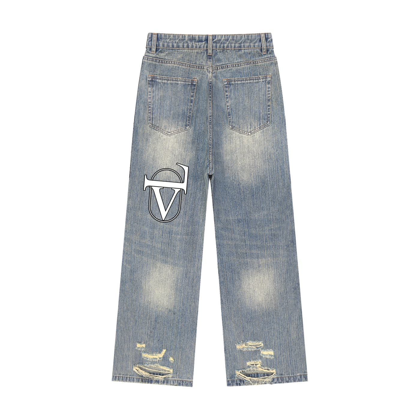 Vintage Wash Distressed Denim Jeans
