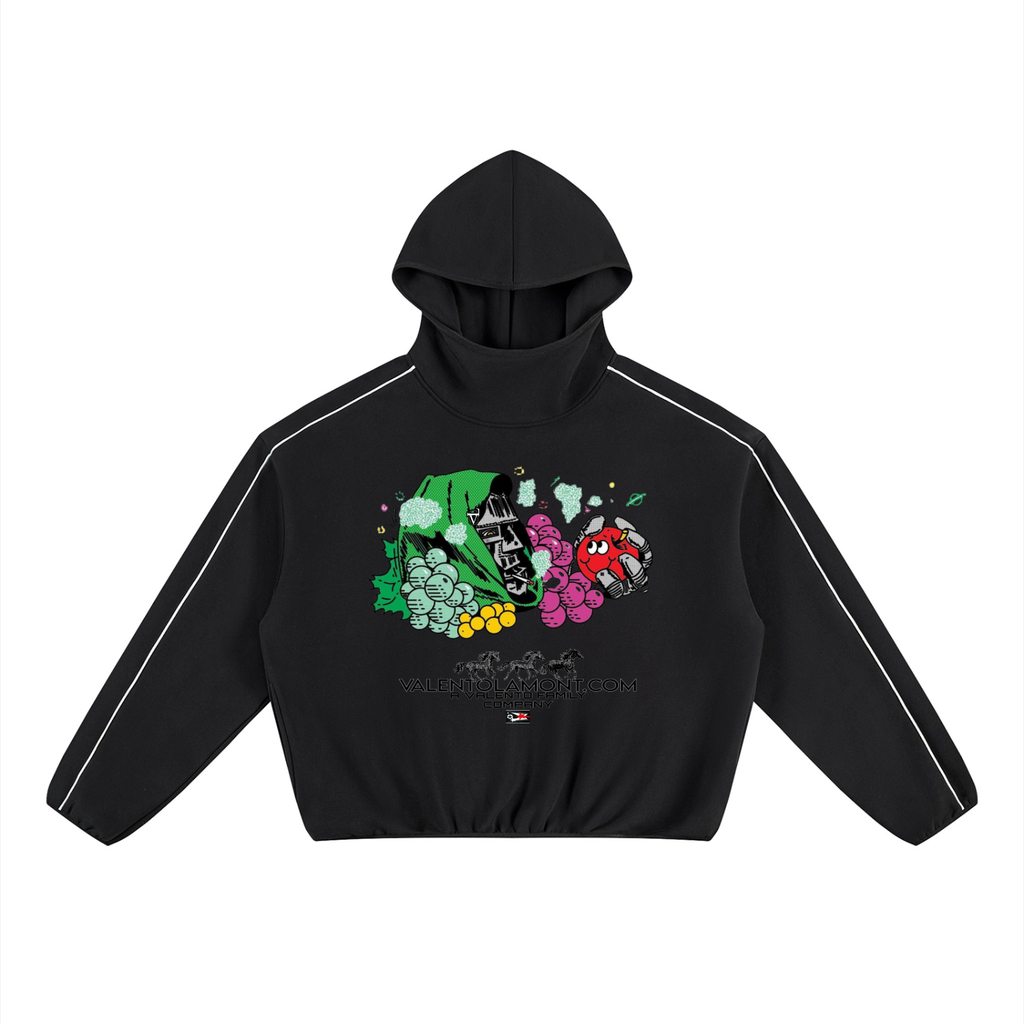 V Boxy Piping Fleece Hoodie