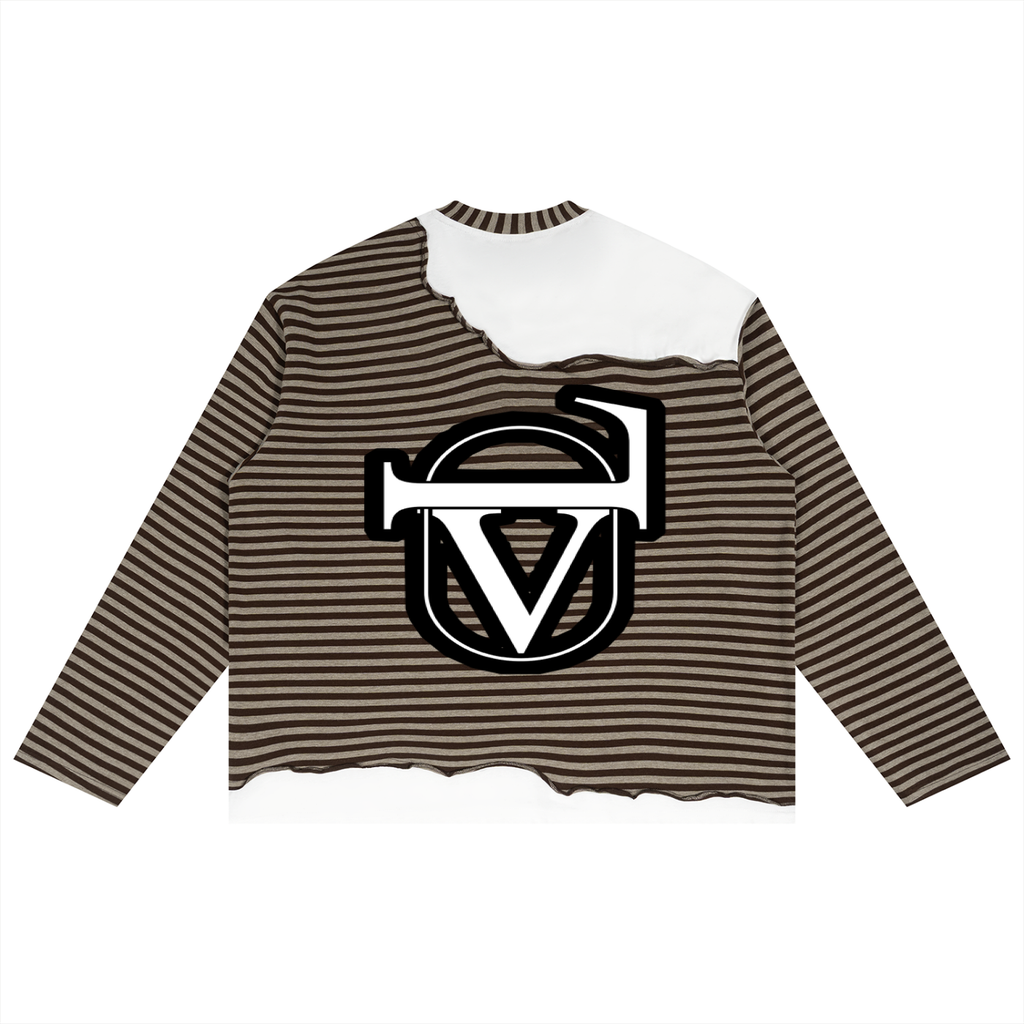 Unisex Striped Panel Boxy Long Sleeve T-Shirt
