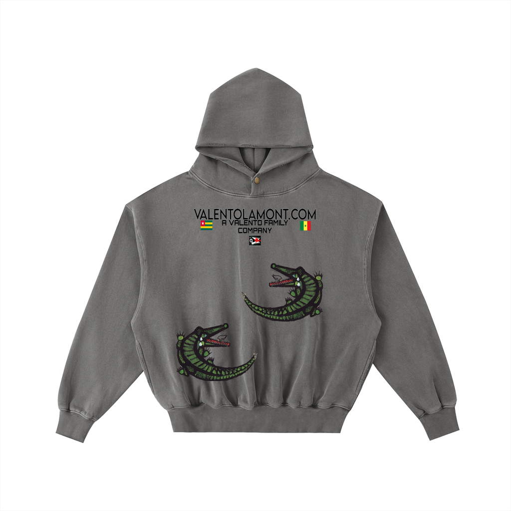 Frayed Enzyme Washed Fleece Hoodie