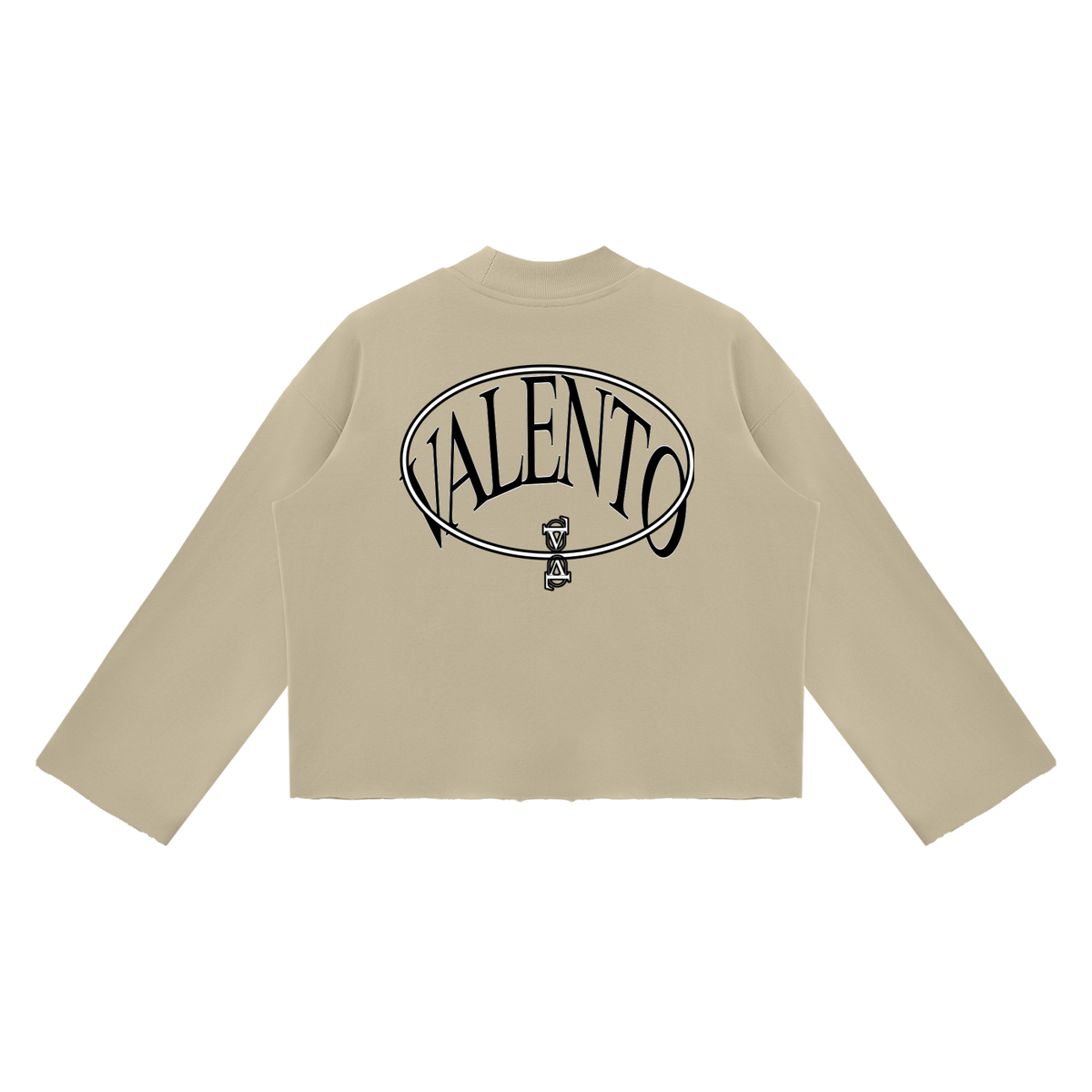 V Mock Neck Raw Edge Boxy Sweatshirt
