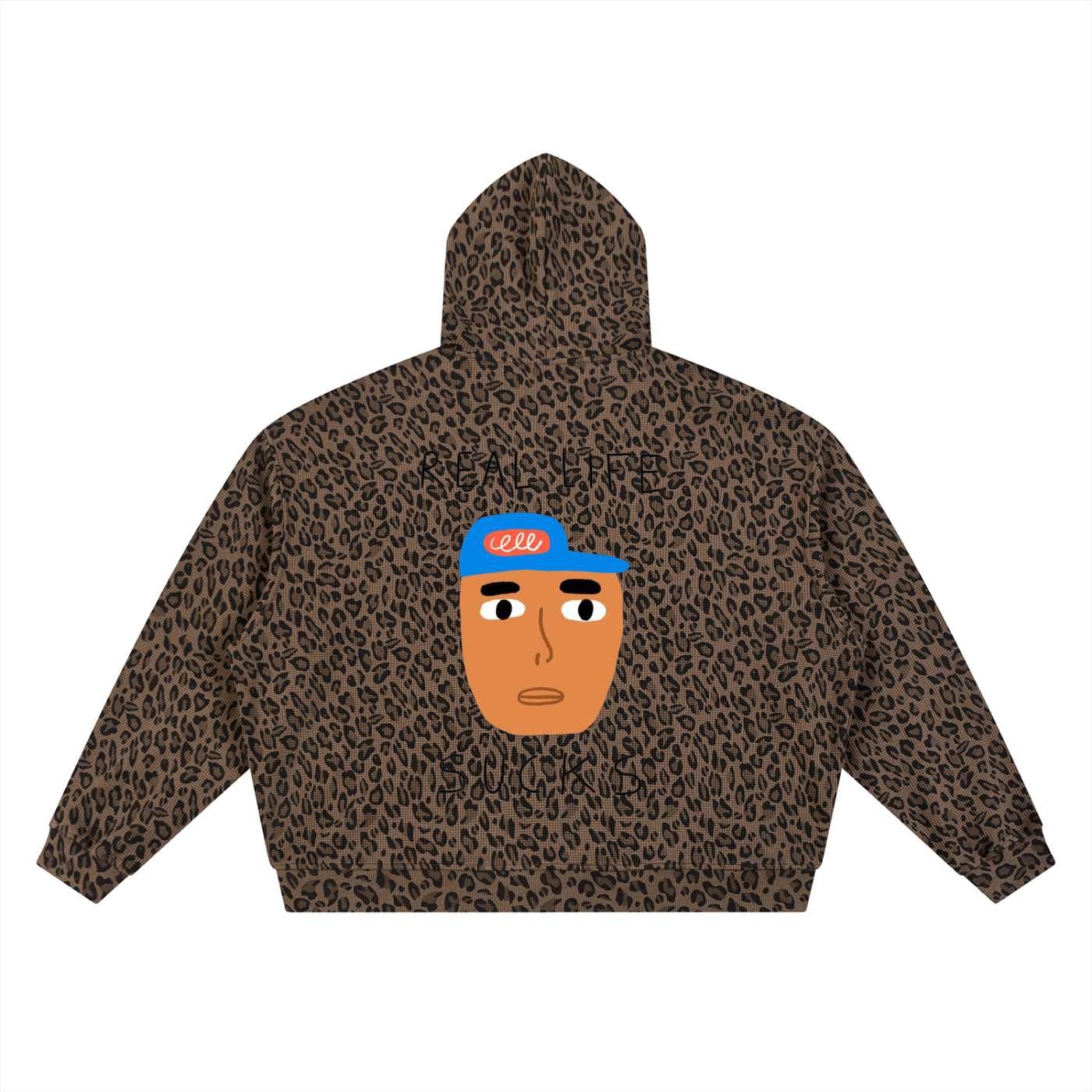 Unisex Leopard Print Waffle Full Zip Hoodie